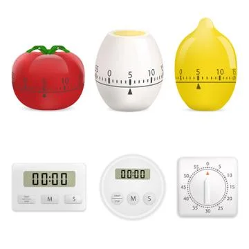 Kitchen timer mockup set, realistic style Stock Illustration