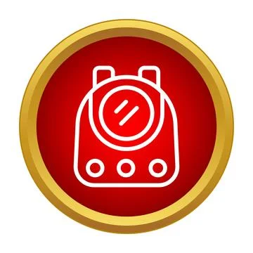 Kitchen timer outline icon on red background Stockillustratie