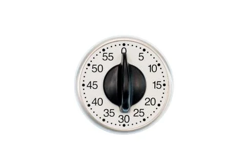 Kitchen Timer Set To 0 Minutes Isolated On White Foto stock