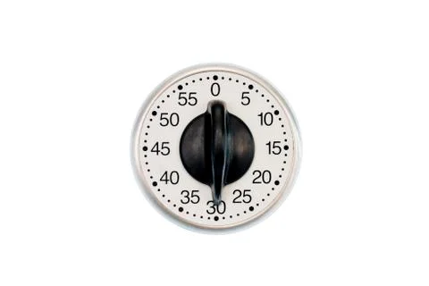 Kitchen Timer Set To 30 Minutes Isolated On White Foto stock