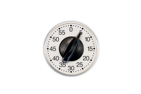 Kitchen Timer Set To 5 Minutes Isolated On White Foto stock