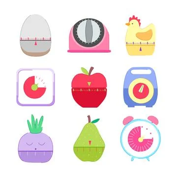 Kitchen timer set cartoon vector illustration Stockillustratie