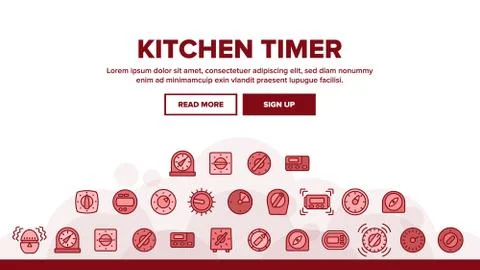 Kitchen Timer Tool Landing Header Vector イラスト素材
