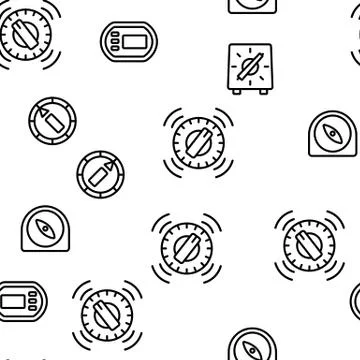 Kitchen Timer Tool Vector Seamless Pattern Stock Illustration