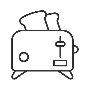 Kitchen toaster icon in line design. kitchen toaster, bread toast, cafe Stock Illustration