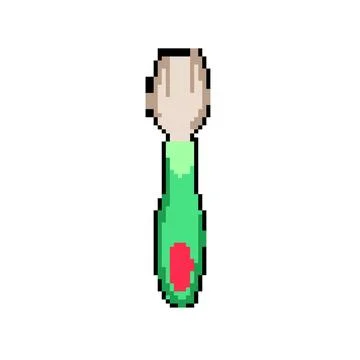 Kitchen toddler fork pixel art vector illustration Stock Illustration