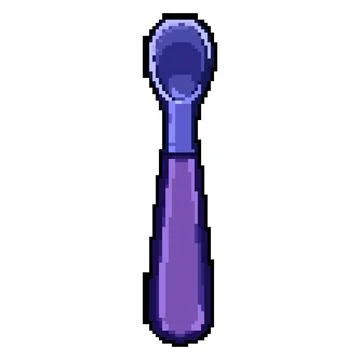Kitchen toddler spoon pixel art vector illustration Stock Illustration