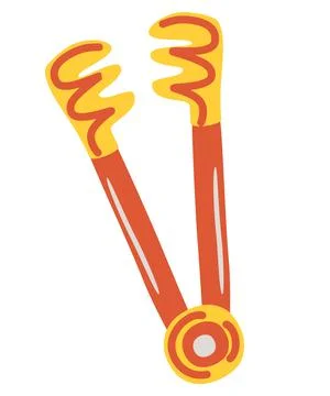 Kitchen tongs. Tableware. Hand draw Decorative kitchen tool, household utensi Stock Illustration