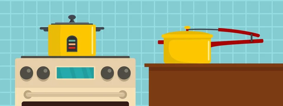 Kitchen tool banner horizontal, flat style イラスト素材