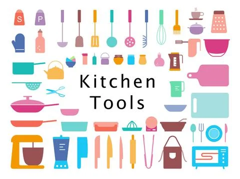 Kitchen tool icons collection Stock Illustration