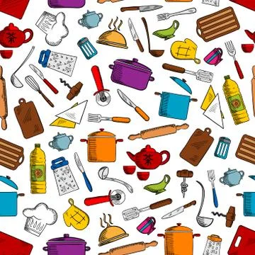 Kitchen tools and utensils seamless pattern イラスト素材