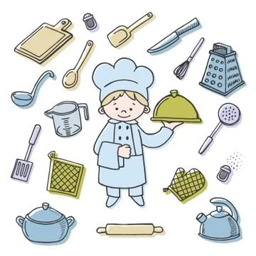 Kitchen  tools color vector icons set. Stock Illustration