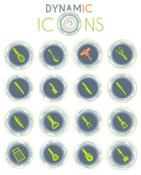 Kitchen tools dynamic icons Stock Illustration