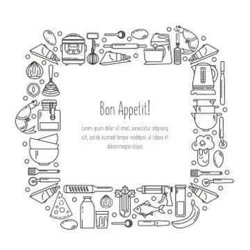 Kitchen tools frame Stock Illustration
