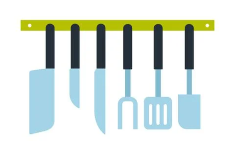 Kitchen tools on a hanger vector flat isolated Stock Illustration