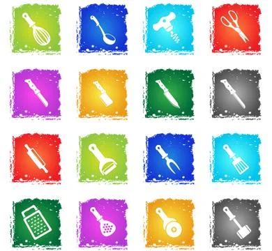 Kitchen tools icons set Stock Illustration