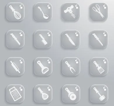 Kitchen tools icons set Stockillustratie