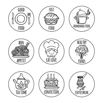 Kitchen tools icons on a white background isolation. Stock Illustration