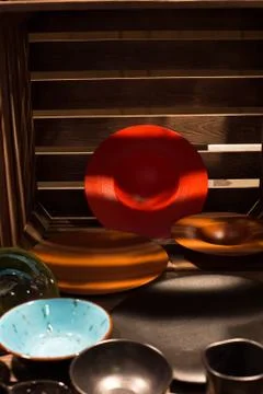 Kitchen tools plate shine stand tree box Stock Photos