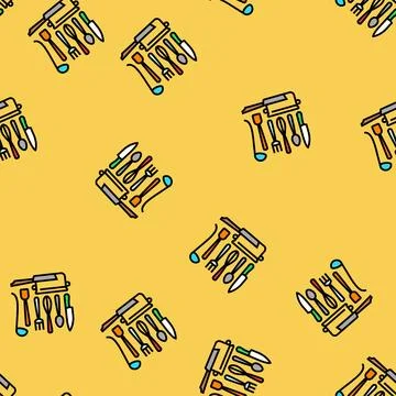 Kitchen tools restaurant chef vector seamless pattern イラスト素材