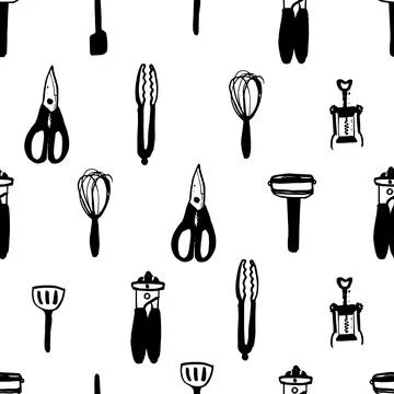 Kitchen tools seamless pattern. Illustrazione stock