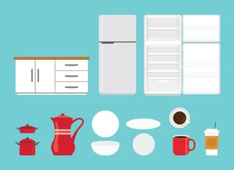 Kitchen tools set collection with various shape and model with modern flat st Stock Illustration