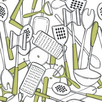 Kitchen tools.   Vector   pattern Stock Illustration