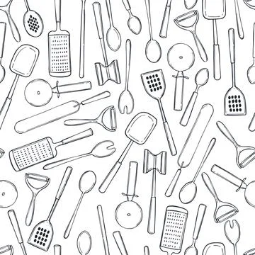 Kitchen tools.   Vector  pattern イラスト素材