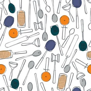 Kitchen tools.   Vector   pattern Stock Illustration