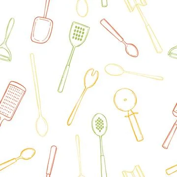 Kitchen tools.   Vector   pattern Stock Illustration