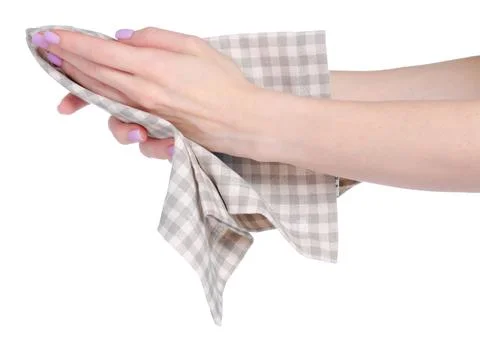 Kitchen towel in hand Stock Photos