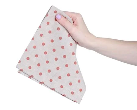 Kitchen towel in hand Stock Photos