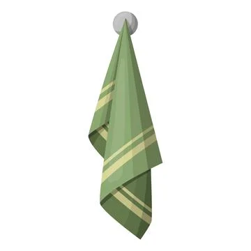 A kitchen towel is hanging on a hook. vector illustration Stock Illustration