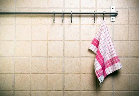 Kitchen, towel on wall alone Stock Photos
