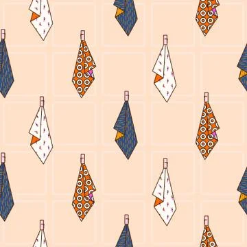 Kitchen towels hanging on hook seamless vector pattern. Stock Illustration