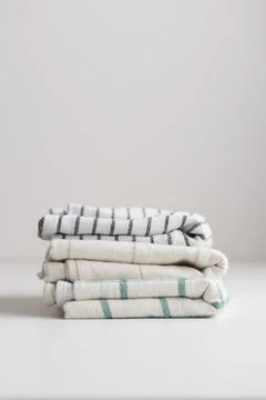 Kitchen towels on white background Foto stock