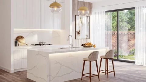 Kitchen Transformation Before and After Empty to Furnished Interior Stock Footage 334014166