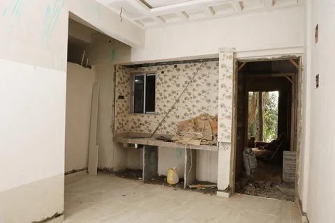 The kitchen of an under construction flat Stock Photos