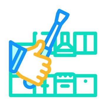 Kitchen unit repairs color icon vector illustration Stock Illustration