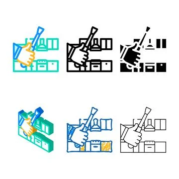 Kitchen unit repairs color icon vector variety Illustrazione stock