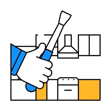 Kitchen unit repairs icon color illustration Stock Illustration