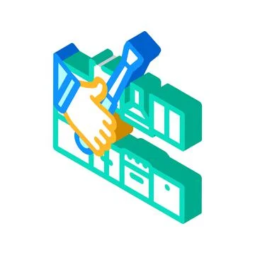 Kitchen unit repairs isometric icon vector illustration Stock Illustration