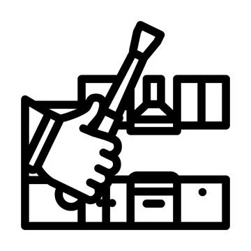 Kitchen unit repairs line icon vector illustration Stock Illustration