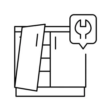 Kitchen unit repairs line icon vector illustration Stock Illustration