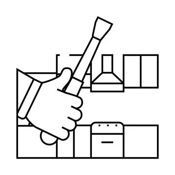 Kitchen unit repairs line icon vector illustration Stock Illustration