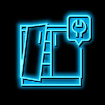 Kitchen unit repairs neon glow icon illustration Stock Illustration