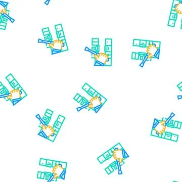 Kitchen unit repairs vector seamless pattern Stock Illustration
