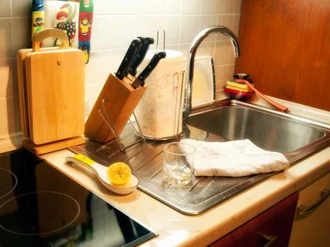 Kitchen in use Stock Photos