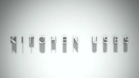Kitchen uses 3D title animation white text on a white background Stock Footage 299646993