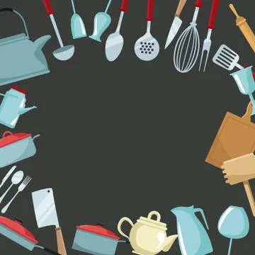 Kitchen utensil background Illustrazione stock